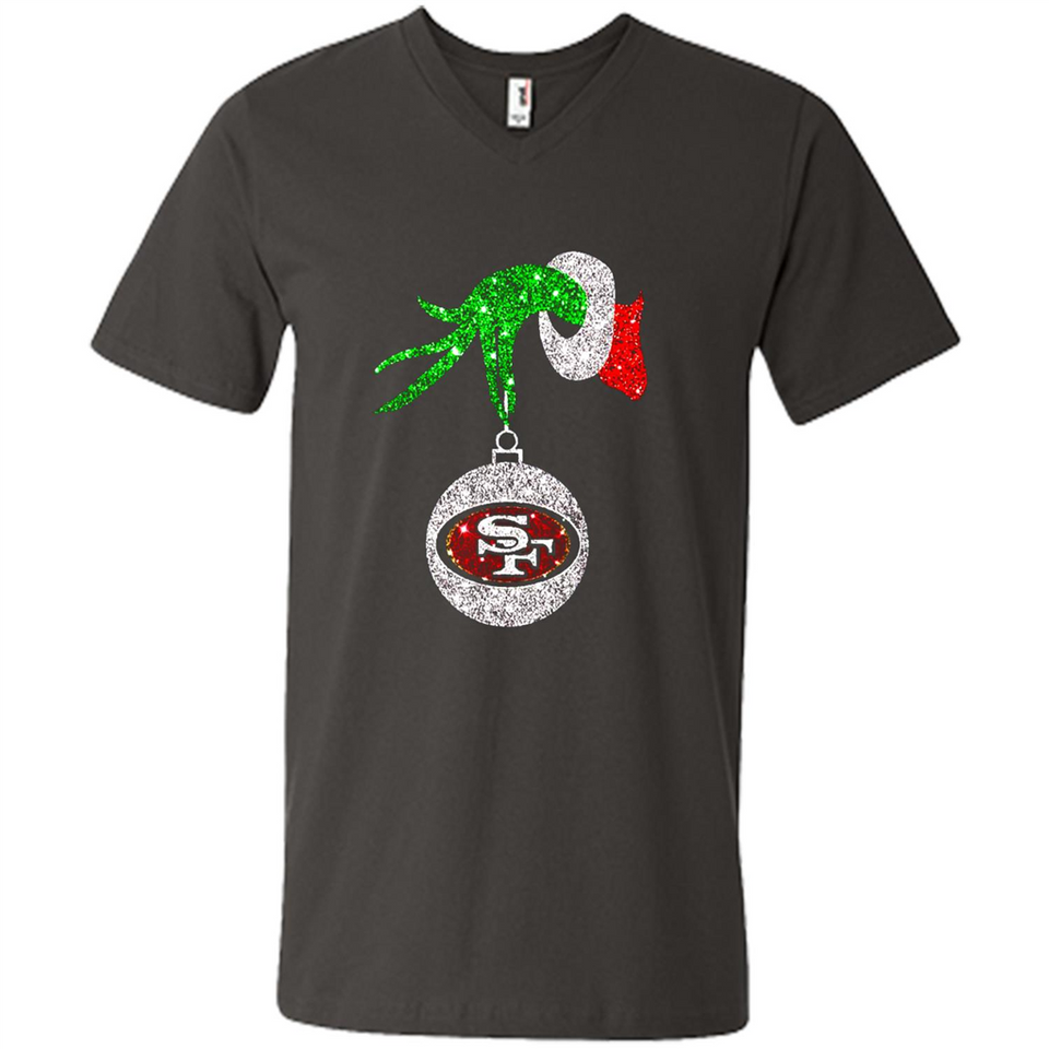 Amazing tee San Francisco 49ers Glitter Grinch Monogram Ornament Christmas Gift - Men's V-Neck