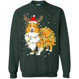 Christmas Lights Shetland Sheepdog Wearing Santa Hat Funny Xmas - Sweatshirt
