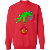 GRINCH HAND HOLDING CHICAGO BLACKHAWKS GLITTER CHRISTMAS PINGPONG