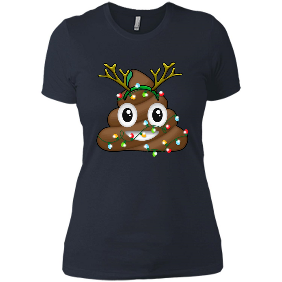 Reindeer Poop Emoji Cute Merry Christmas T-Shirt - Ladies' Boyfriend T-Shirt