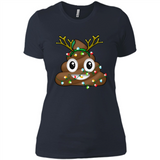 Reindeer Poop Emoji Cute Merry Christmas T-Shirt - Ladies' Boyfriend T-Shirt
