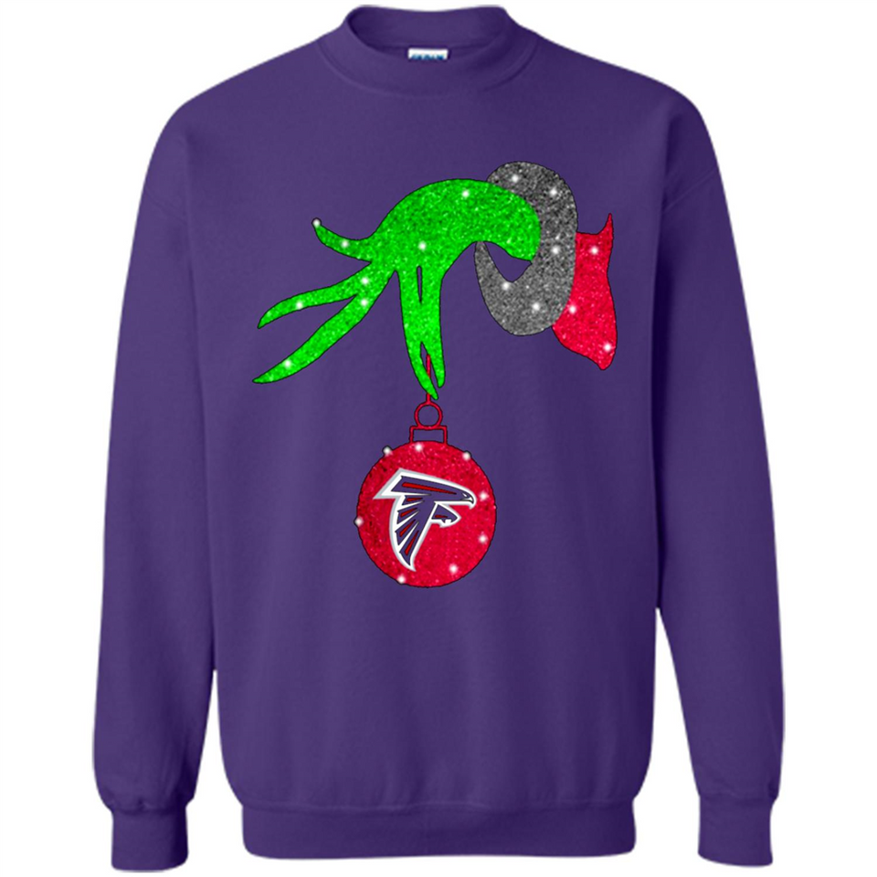 GRINCH HAND HOLDING ATLANTA FALCONS GLITTER CHRISTMAS PINGPONG