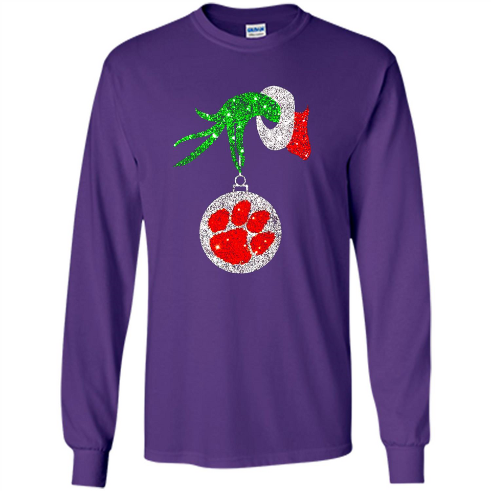 Amazing tee Clemson Tigers Glitter Grinch Monogram Ornament Christmas Gift - Sao chép - Long Sleeve T-Shirt