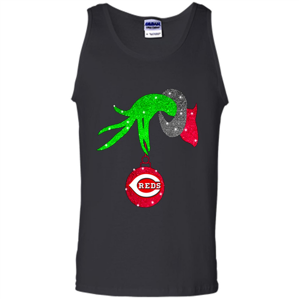 GRINCH HAND HOLDING CINCINNATI REDS GLITTER CHRISTMAS PINGPONG