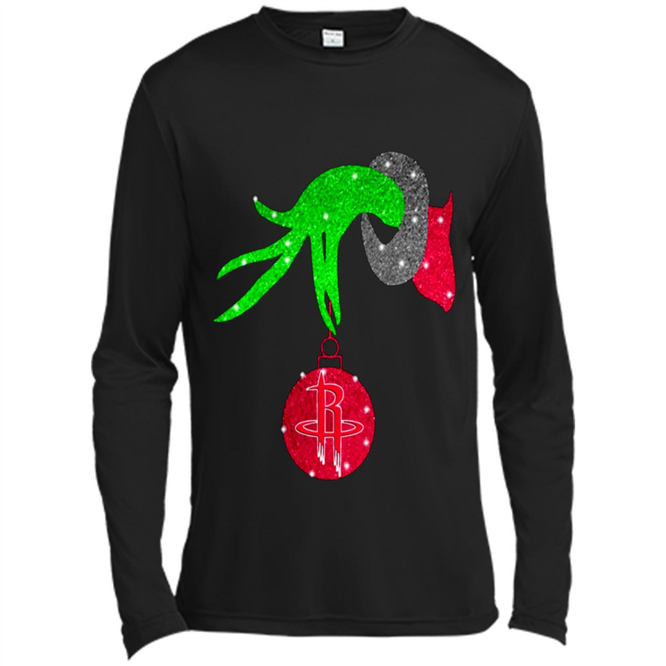 GRINCH HAND HOLDING HOUSTON ROCKETS GLITTER CHRISTMAS PINGPONG