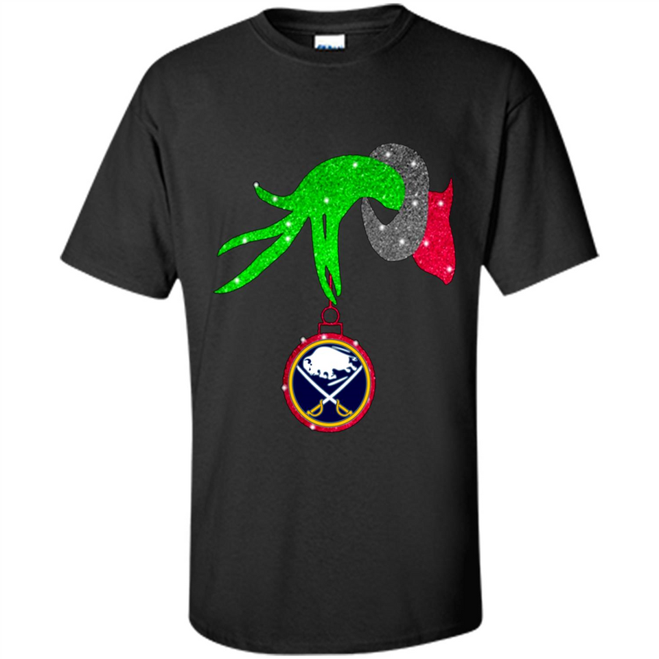 GRINCH HAND HOLDING BUFFALO SABRES GLITTER CHRISTMAS PINGPONG