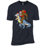 Bigfoot Riding Dinosaurus T-Shirt Funny Bigfoot Santa - Premium Short Sleeve T-Shirt