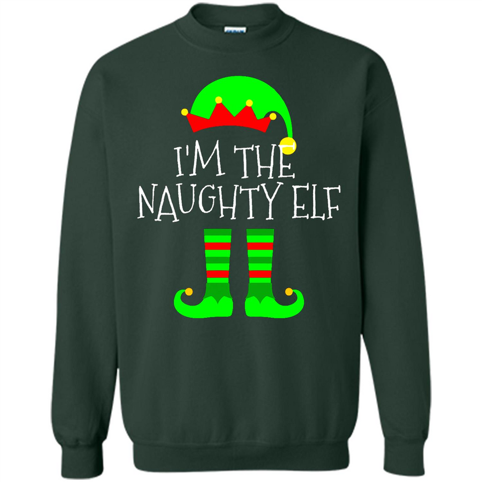 Matching Family Christmas Shirt Funny I'm The Naughty Elf Black mugs PINGPONG - Sweatshirt