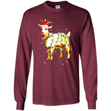 Christmas Lights Goat Wearing Santa Hat T-Shirt - Long Sleeve T-Shirt
