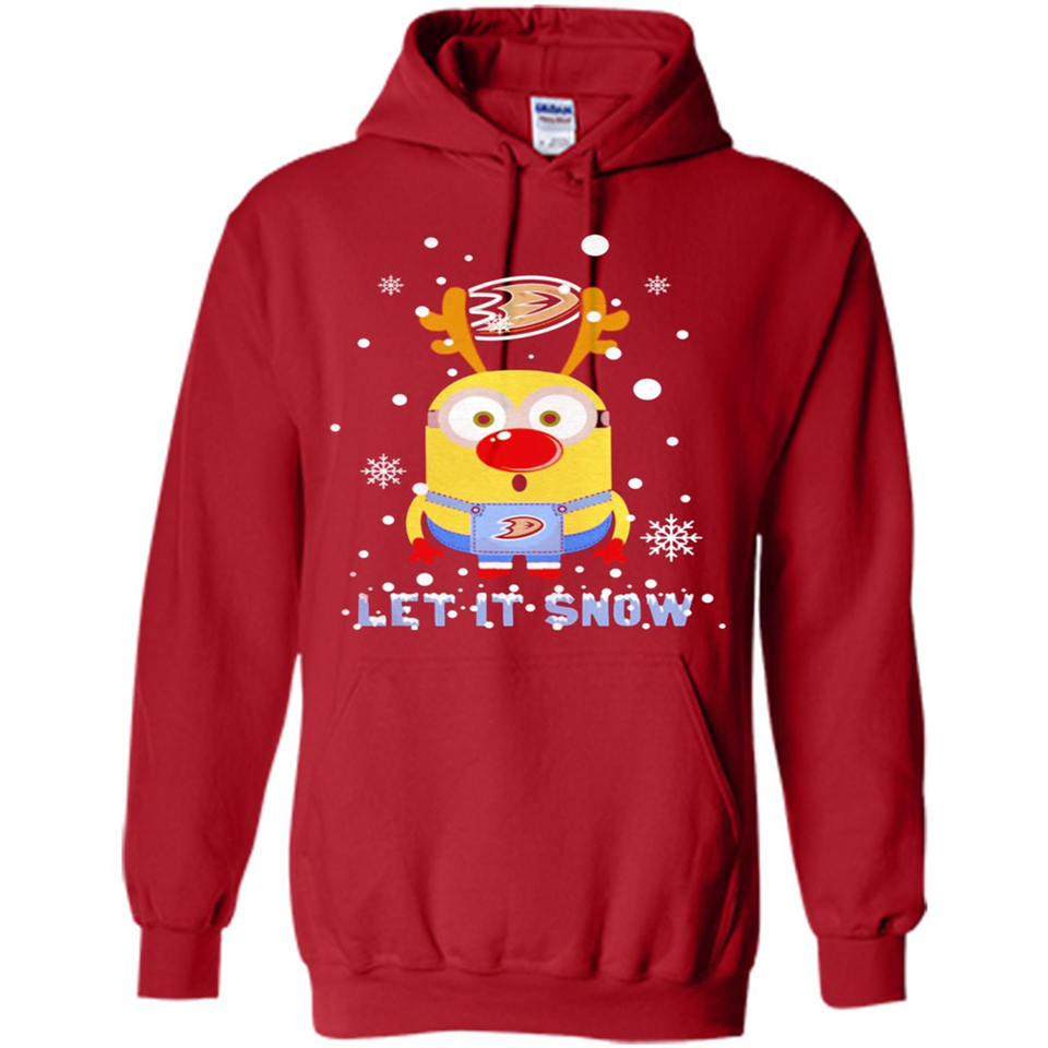 Minion Anaheim Ducks Ugly Christmas Sweater Let it Snow - Hoodie