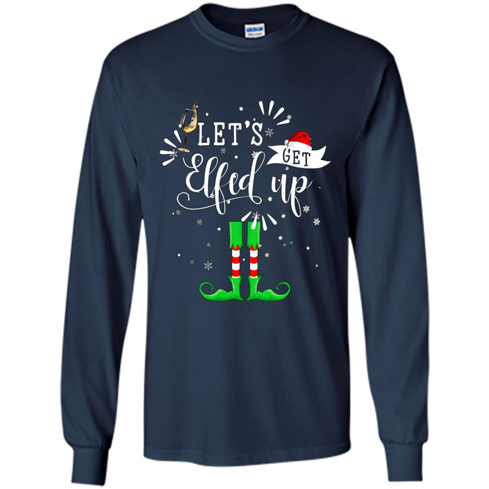 Let's Get Elfed Up Funny Drinking Wine Christmas Elf PINGPONG