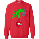 GRINCH HAND HOLDING DENVER BRONCOS GLITTER CHRISTMAS PINGPONG