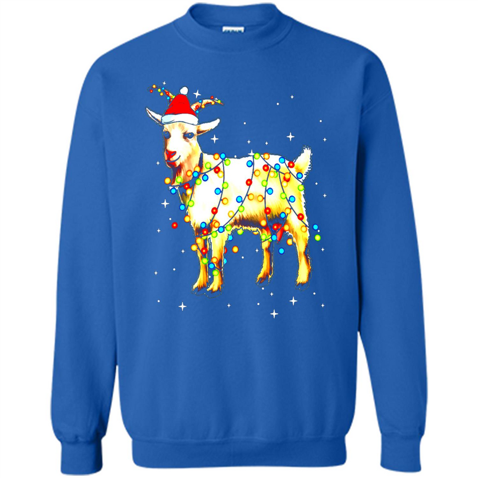 Christmas Lights Goat Wearing Santa Hat T-Shirt - Sweatshirt