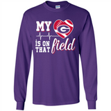 Georgia Bulldogs Football My Heart is on that Field - Long Sleeve T-Shirt