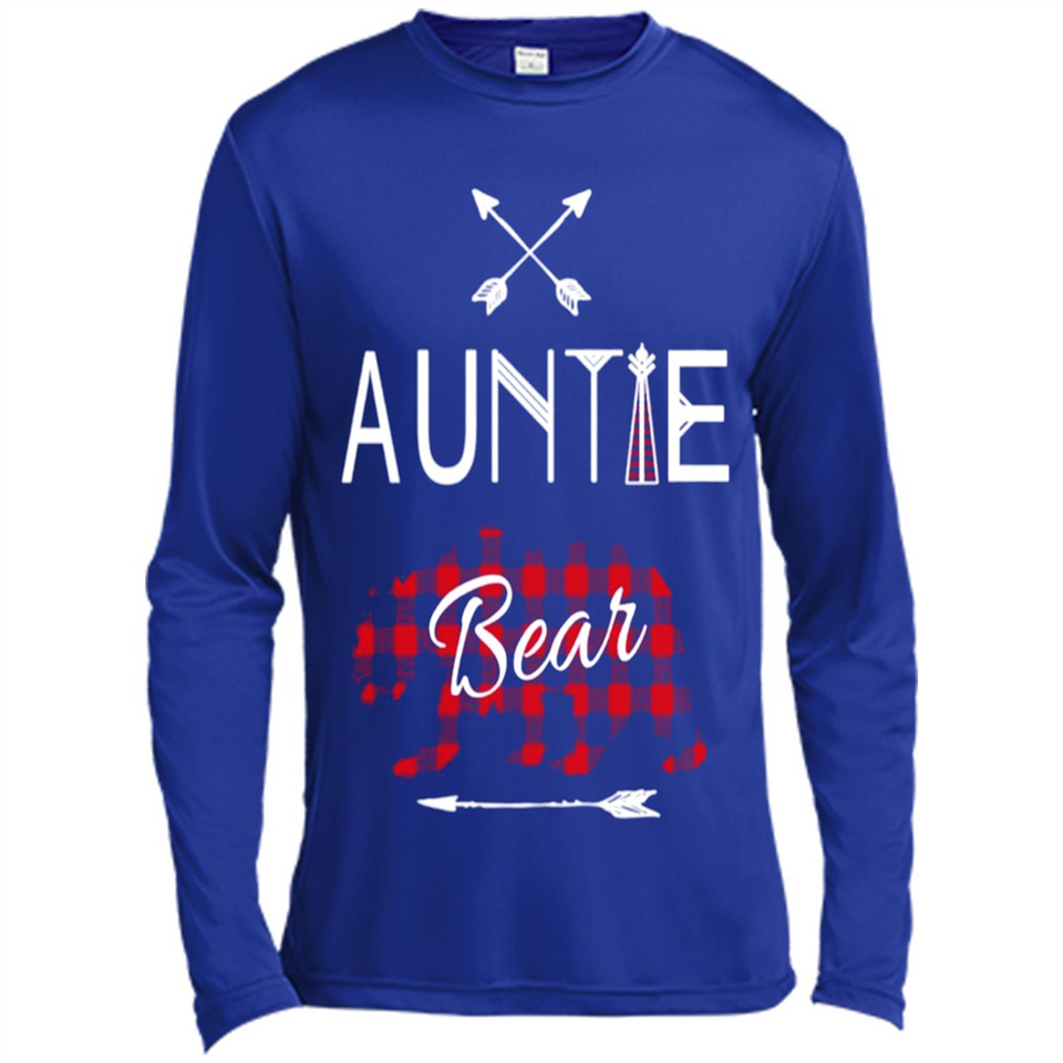 Aunt Shirt Buffalo Plaid Family Camp Bear Tee - Canvas Long Sleeve T-Shirt