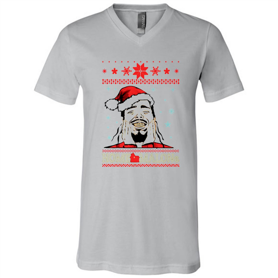 Home Malone Christmas Sweater PINGPONG - Canvas Unisex V-Neck