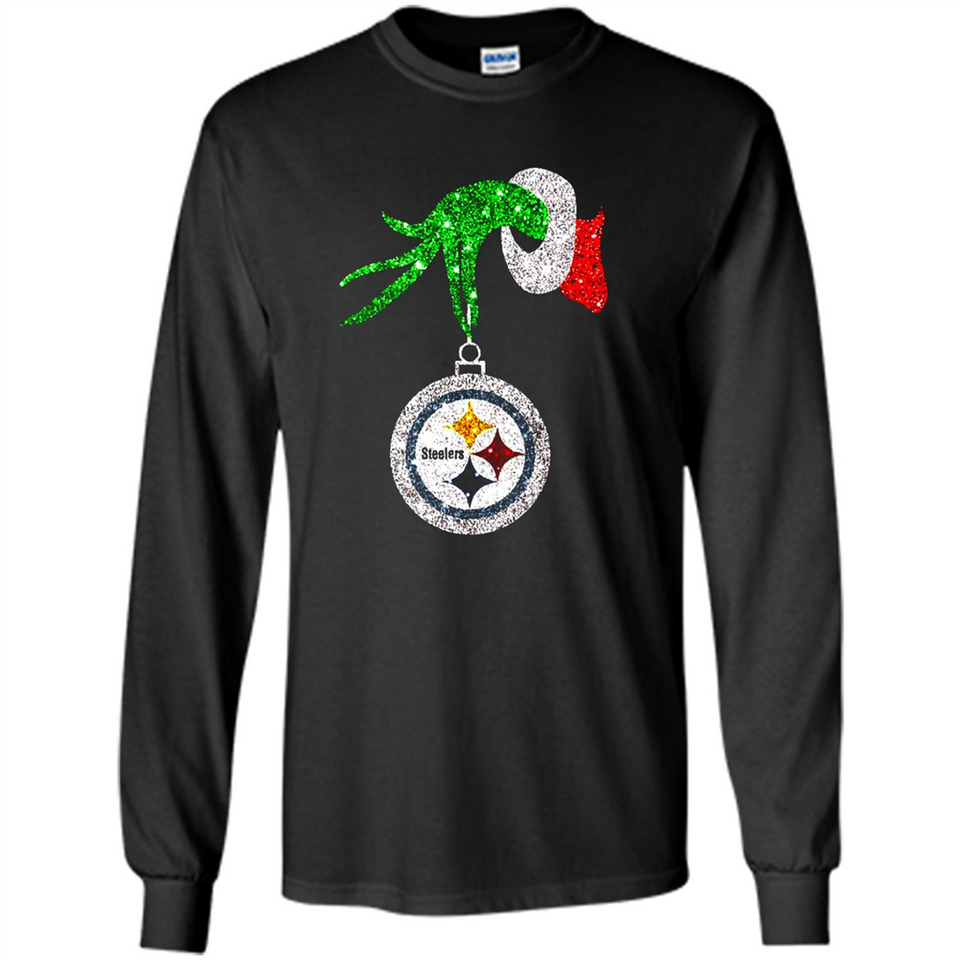 Fantastic Pittsburgh Steelers Glitter Grinch Monogram Ornament Christmas Gift - Long Sleeve T-Shirt