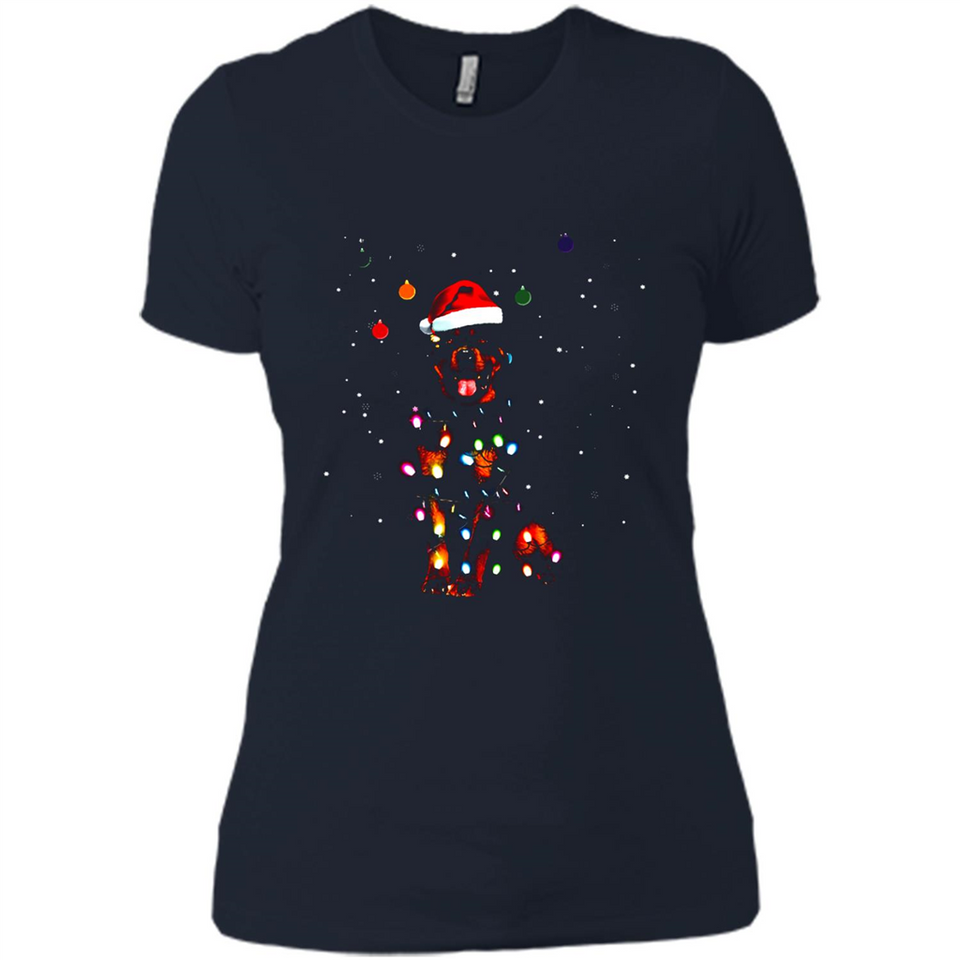 Rottweiler Santa Lights Christmas Dog Xmas Sweatshirt - Ladies' Boyfriend T-Shirt
