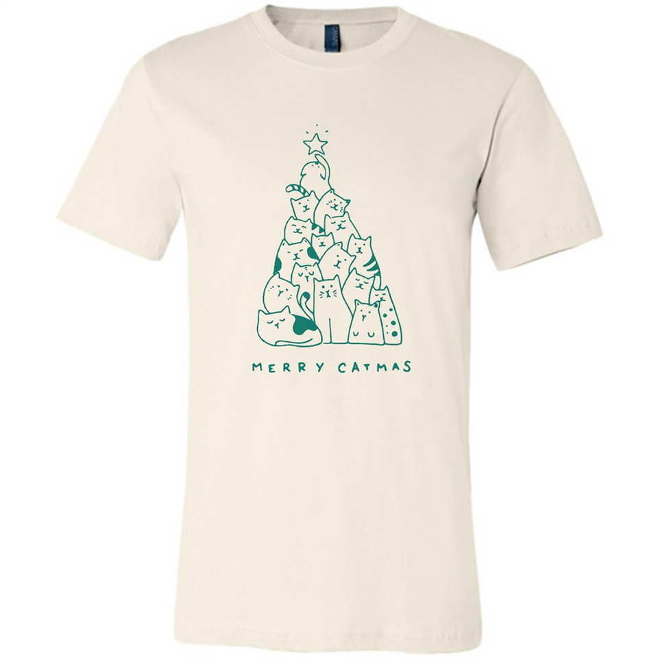 Merry Catmas Funny Cat Christmas Tree Sweatshirt - Canvas Unisex T-Shirt