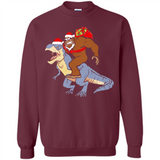 Bigfoot Riding Dinosaurus T-Shirt Funny Bigfoot Santa - Sweatshirt