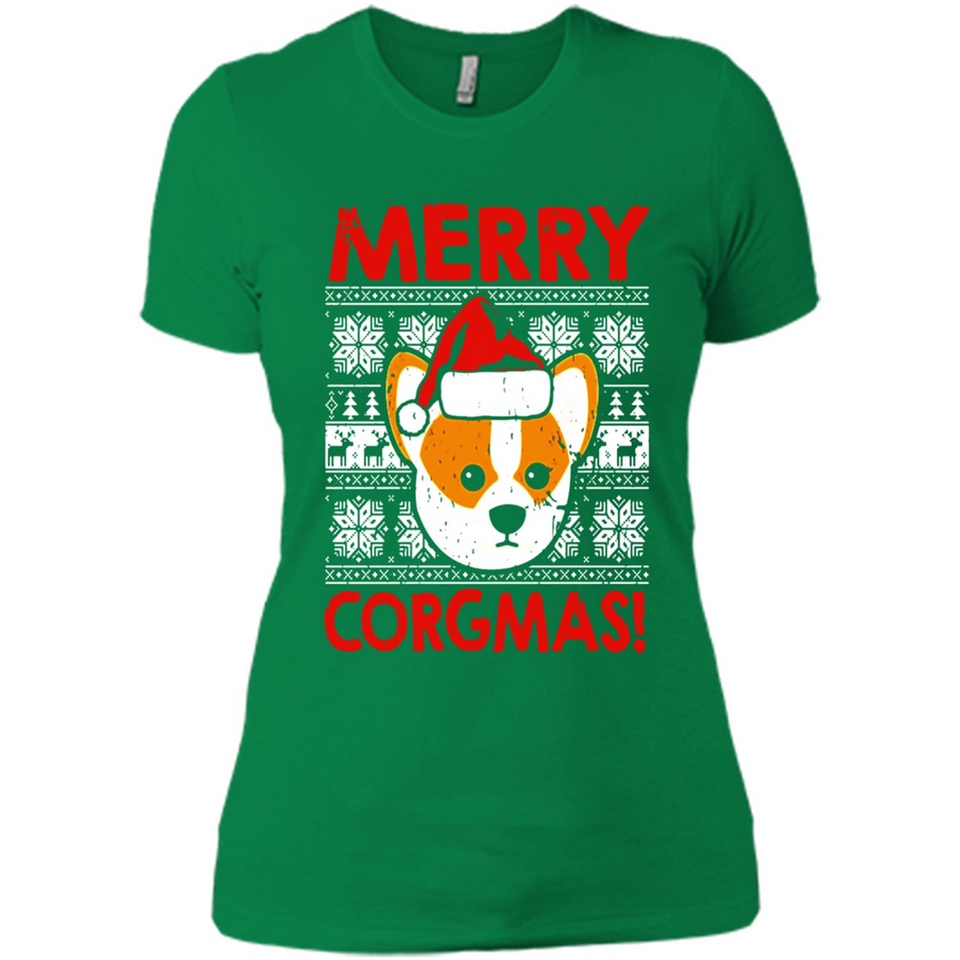 Funny Christmas Santa Corgi Dog Merry Corgmas - Ladies' Boyfriend T-Shirt