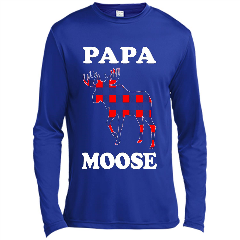 Papa Moose Funny Christmas Plaid Buffalo T-Shirt - Canvas Long Sleeve T-Shirt