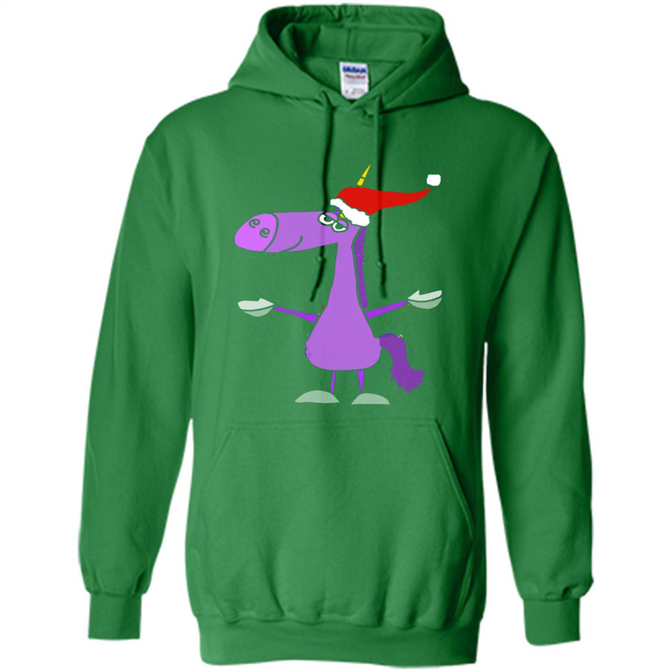 Funny Christmas Unicorn in Santa Hat - Hoodie