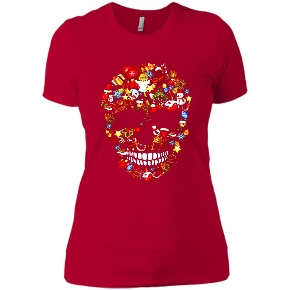 Skull Christmas Decorations Merry Xmas T-Shirt - Ladies' Boyfriend T-Shirt