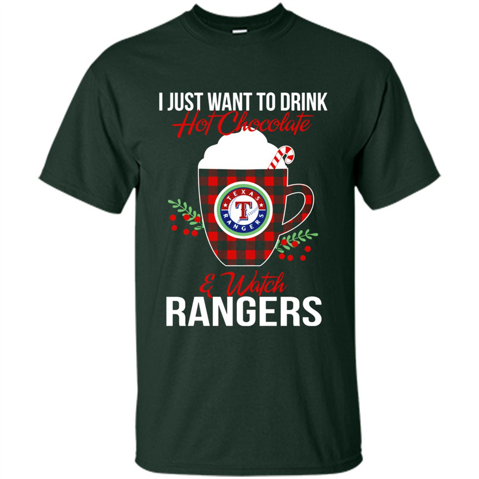 I Just Want To Drink Hot Chocolate & Watch Texas Rangers Ugly Christmas Sweater PINGPONG