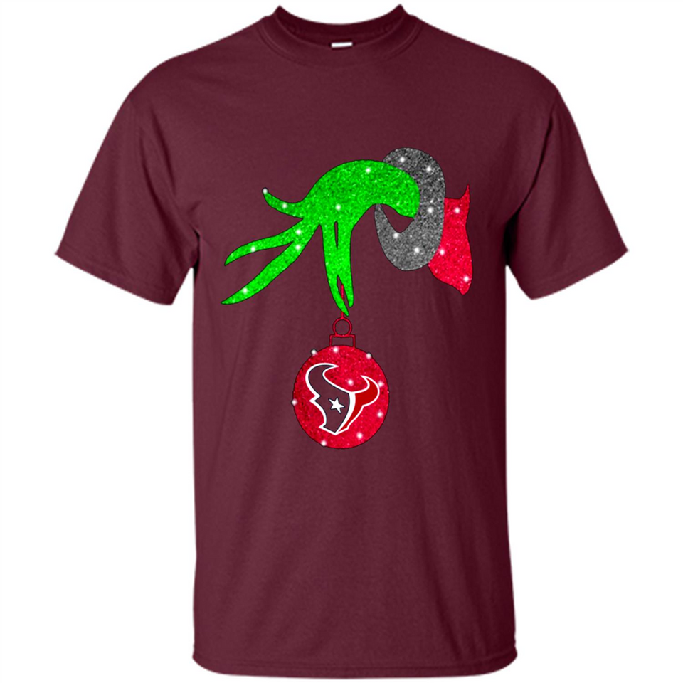 GRINCH HAND HOLDING HOUSTON TEXANS GLITTER CHRISTMAS PINGPONG
