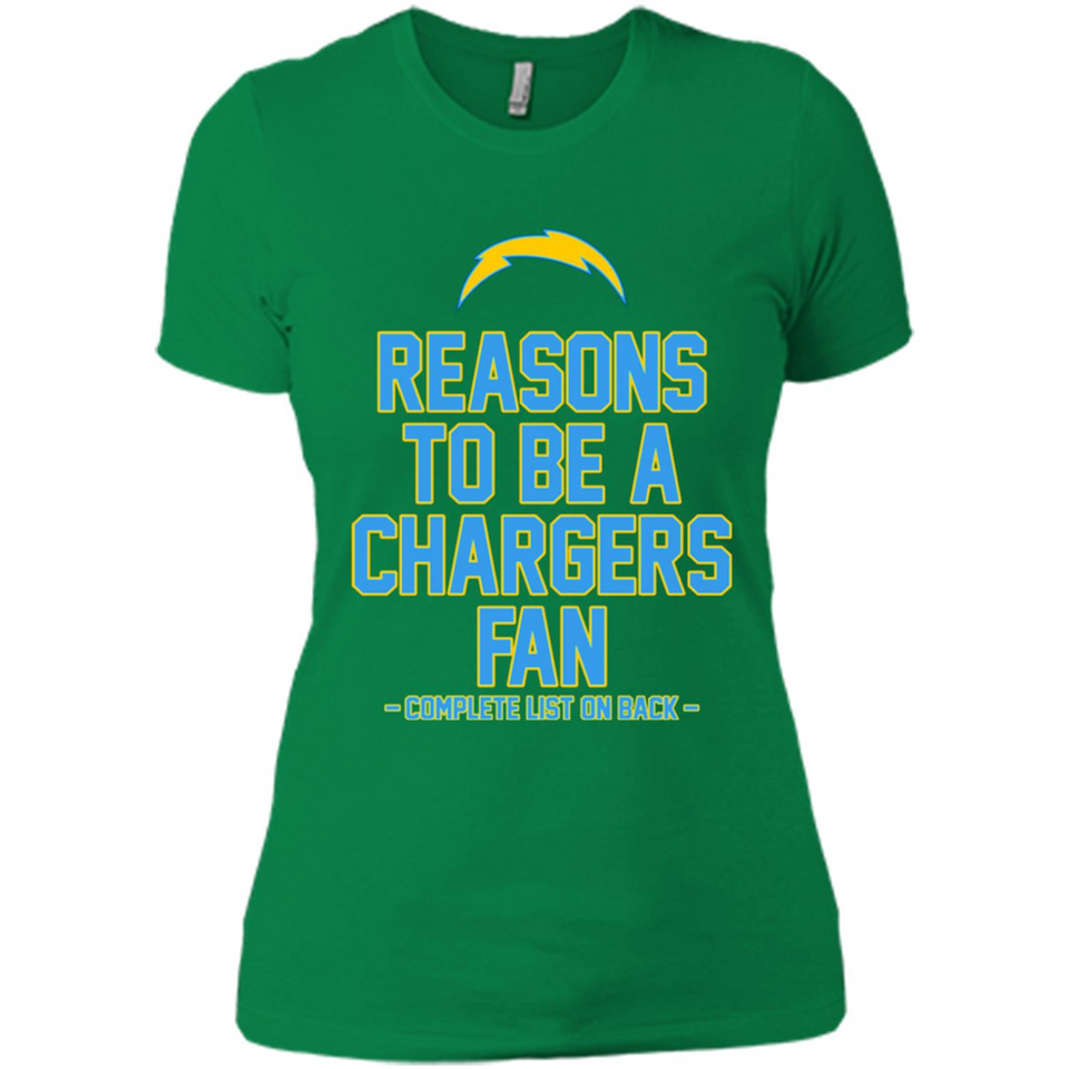 Reasons to be a Los Angeles Chargers Fan Complete List on Back - Ladies' Boyfriend T-Shirt