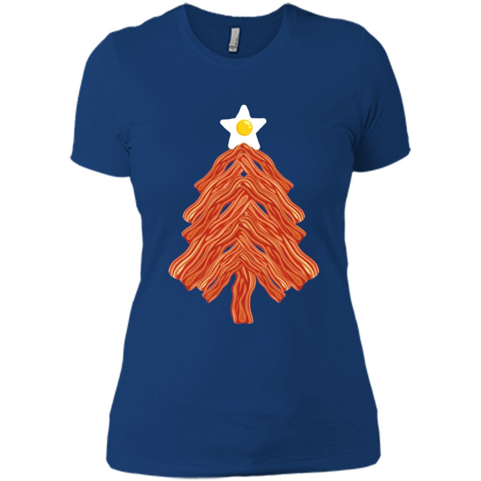 Bacon & Eggs Over Easy Fried Food Breakfast Xmas Tree Foodie - Ladies' Boyfriend T-Shirt