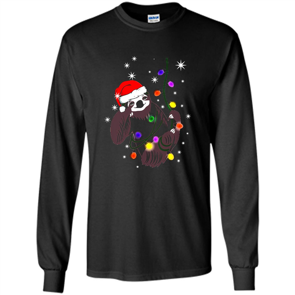 Cute Christmas Choloepus Sloth Santa Led Light Mug - Long Sleeve T-Shirt