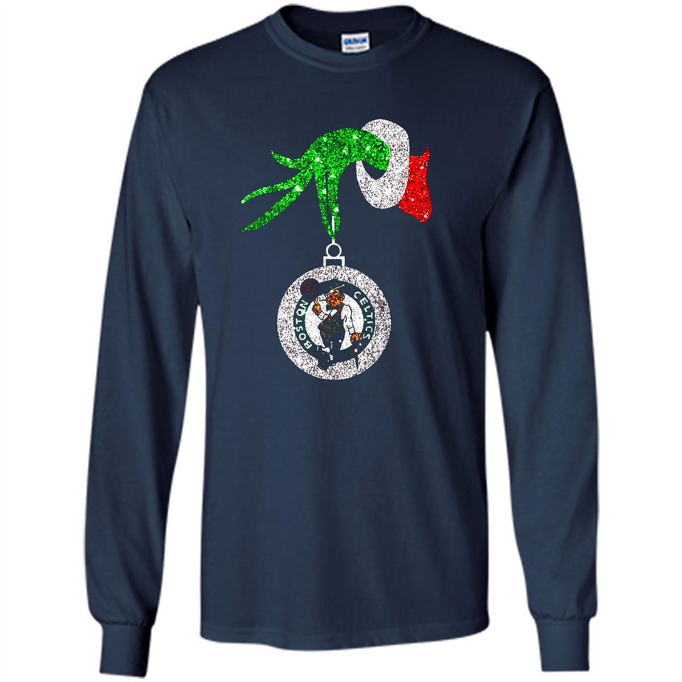 Amazing shirt Boston Celtics Glitter Grinch Monogram Ornament Christmas Gift - Long Sleeve T-Shirt