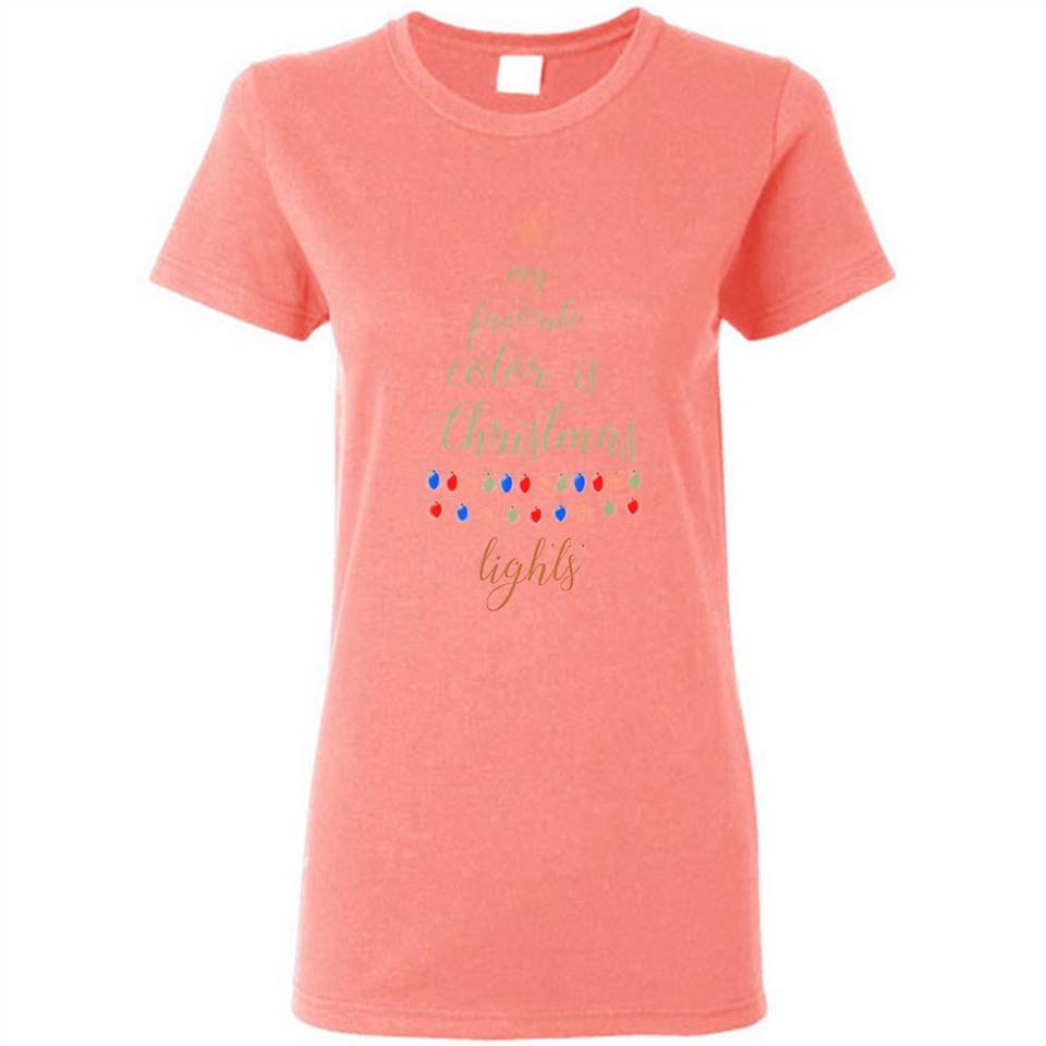 My Favorite Color is Christmas Lights Xmas Sporty T-Shirt - Ladies Short-Sleeve