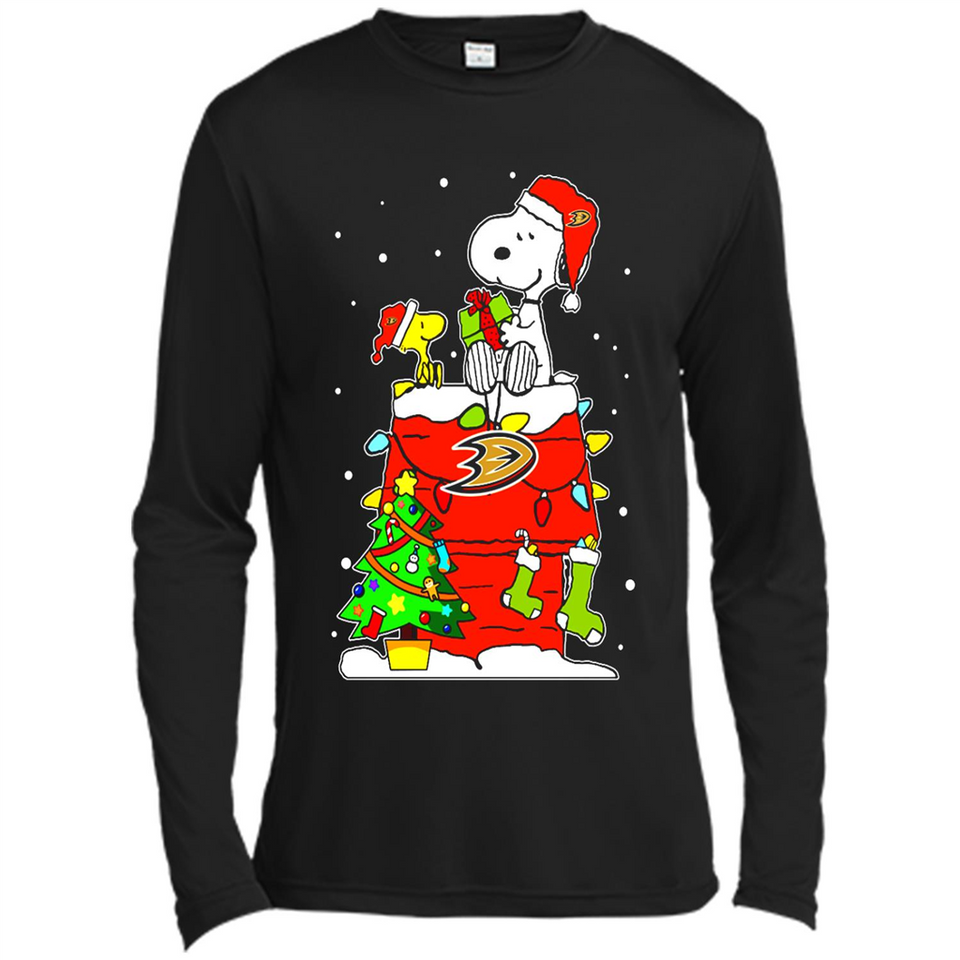 Anaheim Ducks Snoopy Ugly Christmas Sweaters - Sao chép - Canvas Long Sleeve T-Shirt