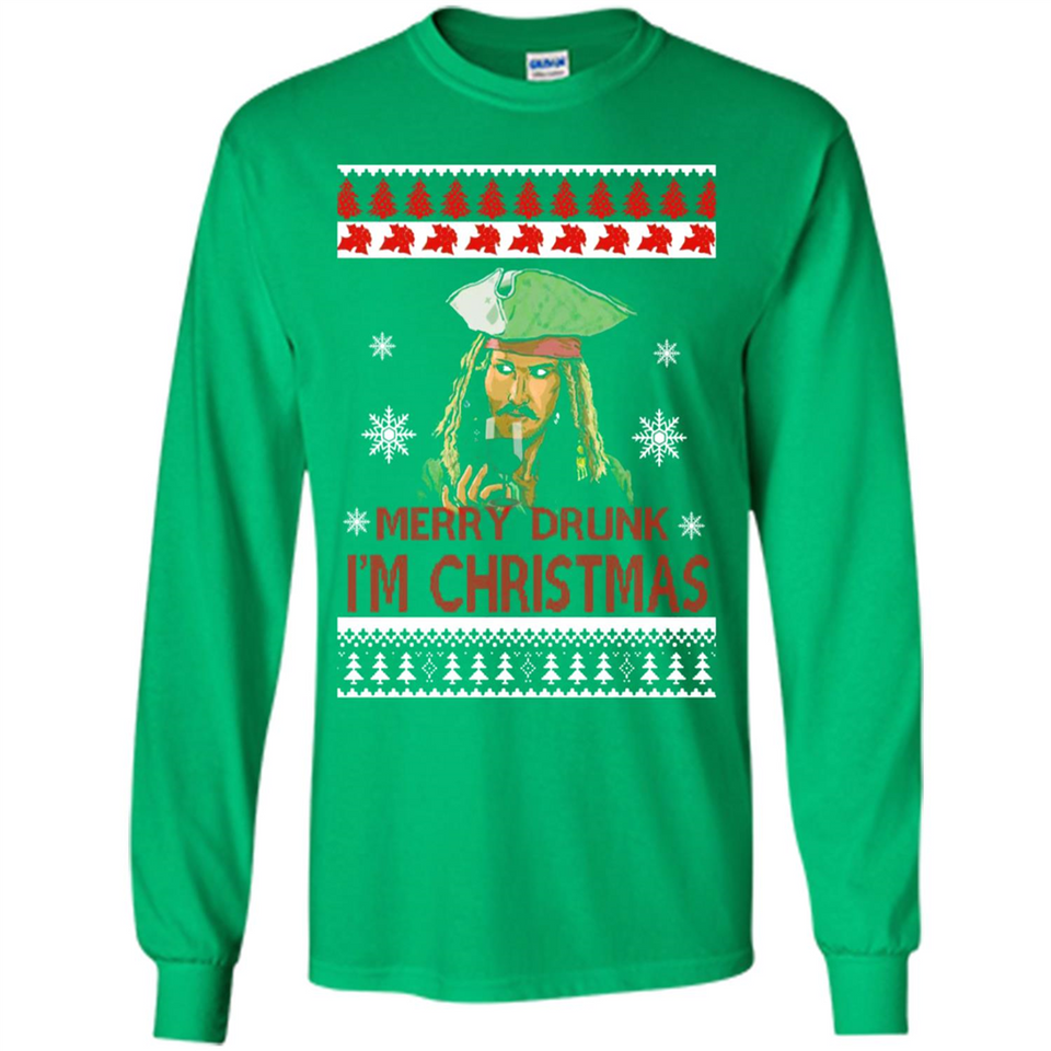 Jack sparrow Merry Drunk I'm Christmas - Long Sleeve T-Shirt