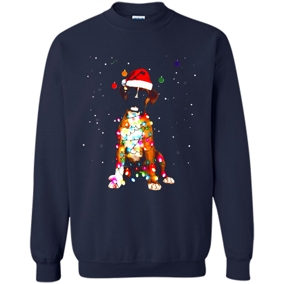 Christmas Lights Boxer Dog Funny Xmas Sweatshirt - Sweatshirt