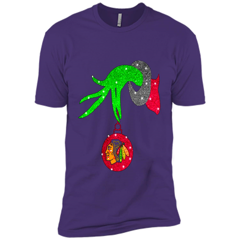 GRINCH HAND HOLDING CHICAGO BLACKHAWKS GLITTER CHRISTMAS PINGPONG