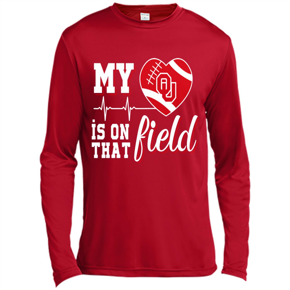 Oklahoma Sooners Football My Heart is on that Field - Canvas Long Sleeve T-Shirt