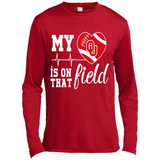 Oklahoma Sooners Football My Heart is on that Field - Canvas Long Sleeve T-Shirt