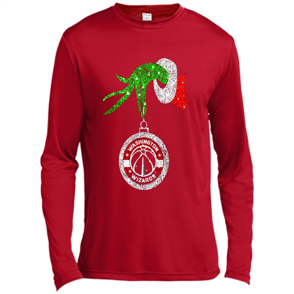 Funny Washington Wizards Glitter Grinch Monogram Ornament Christmas - Canvas Long Sleeve T-Shirt