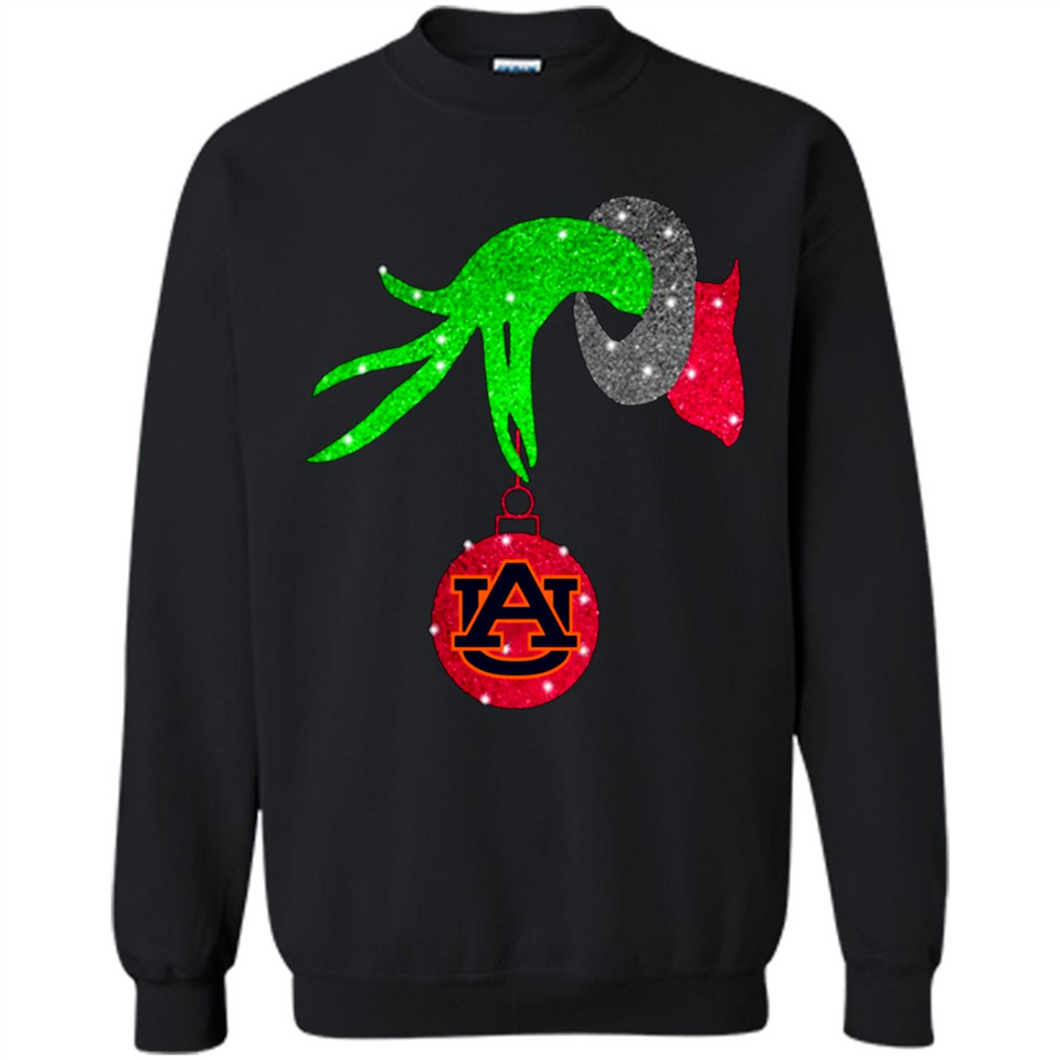 GRINCH HAND HOLDING AUBURN TIGERS GLITTER CHRISTMAS PINGPONG