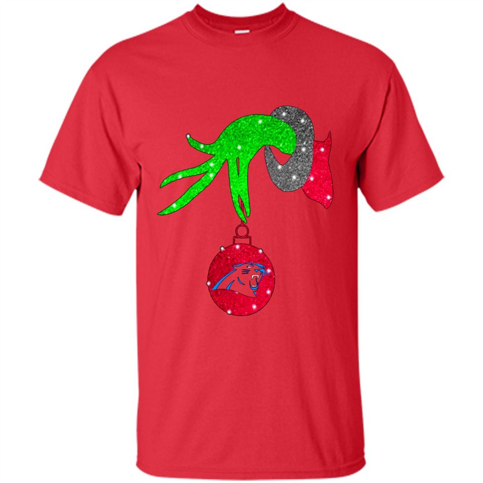 GRINCH HAND HOLDING CAROLINA PANTHER GLITTER CHRISTMAS PINGPONG