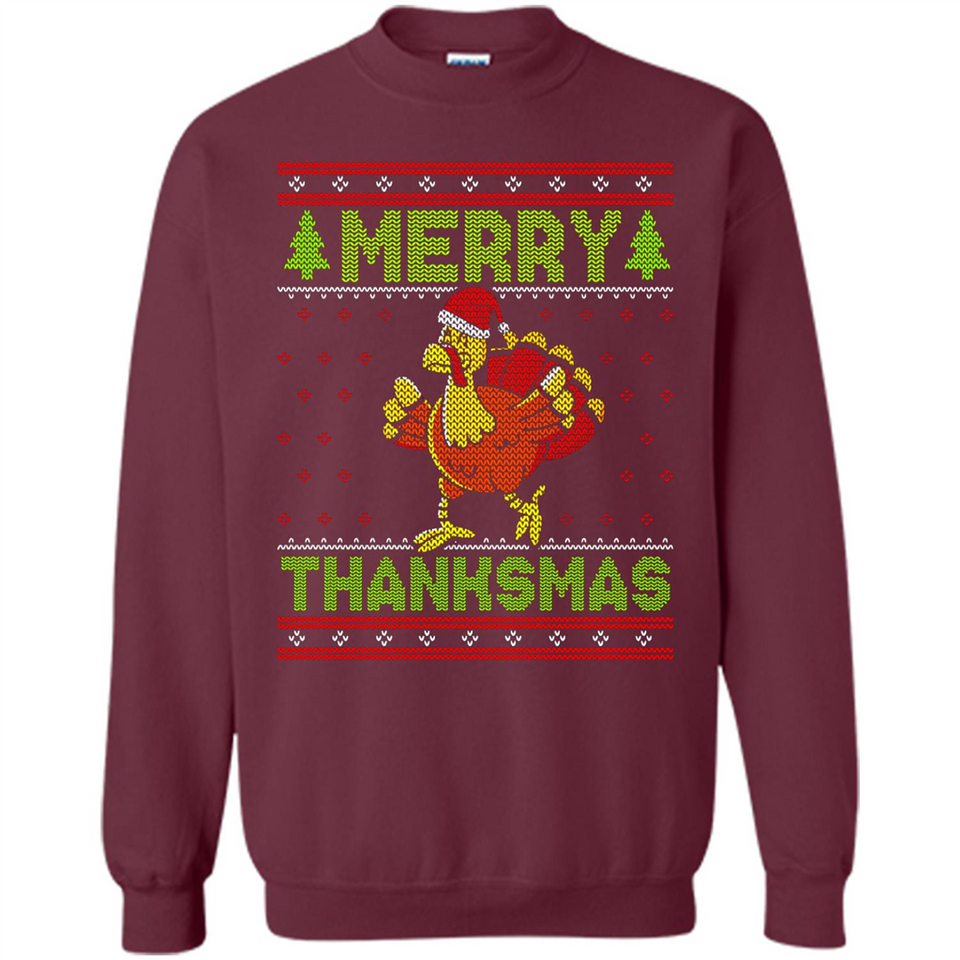 Merry Thankmas Ugly Xmas Thanksgiving Turkey Sweatshirt - Sweatshirt
