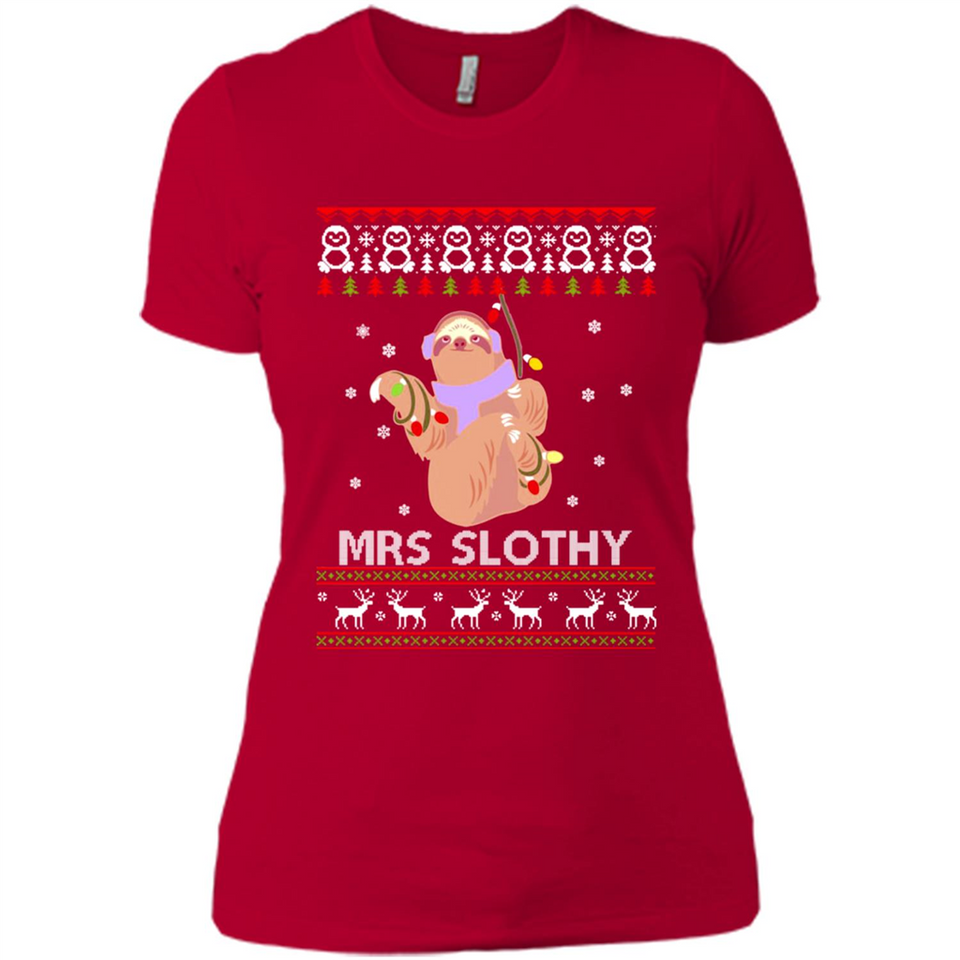 Mrs Slothy Christmas - Ladies' Boyfriend T-Shirt