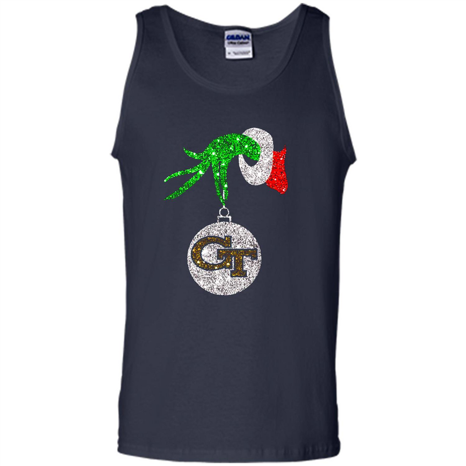 Fantastic Georgia Tech Yellow Jackets Glitter Grinch Monogram Ornament Christmas - Tank Top