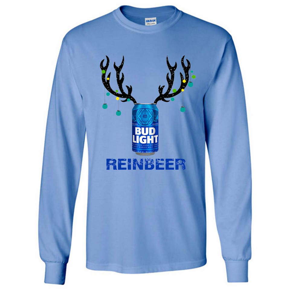 Bud Light Reinbeer Funny Beer Reindeer Christmas Sweatshirt - Long Sleeve T-Shirt