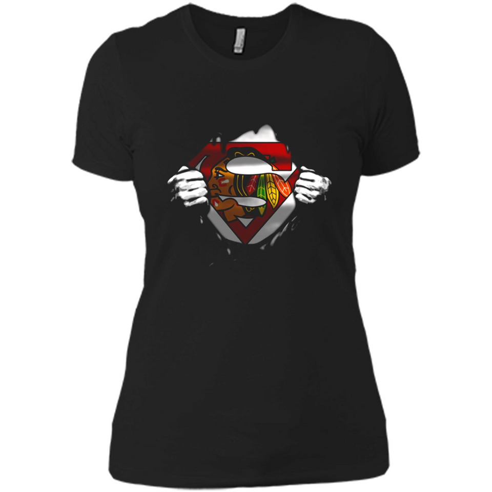 Chicago Blackhawks And Superman Fans - Ladies' Boyfriend T-Shirt