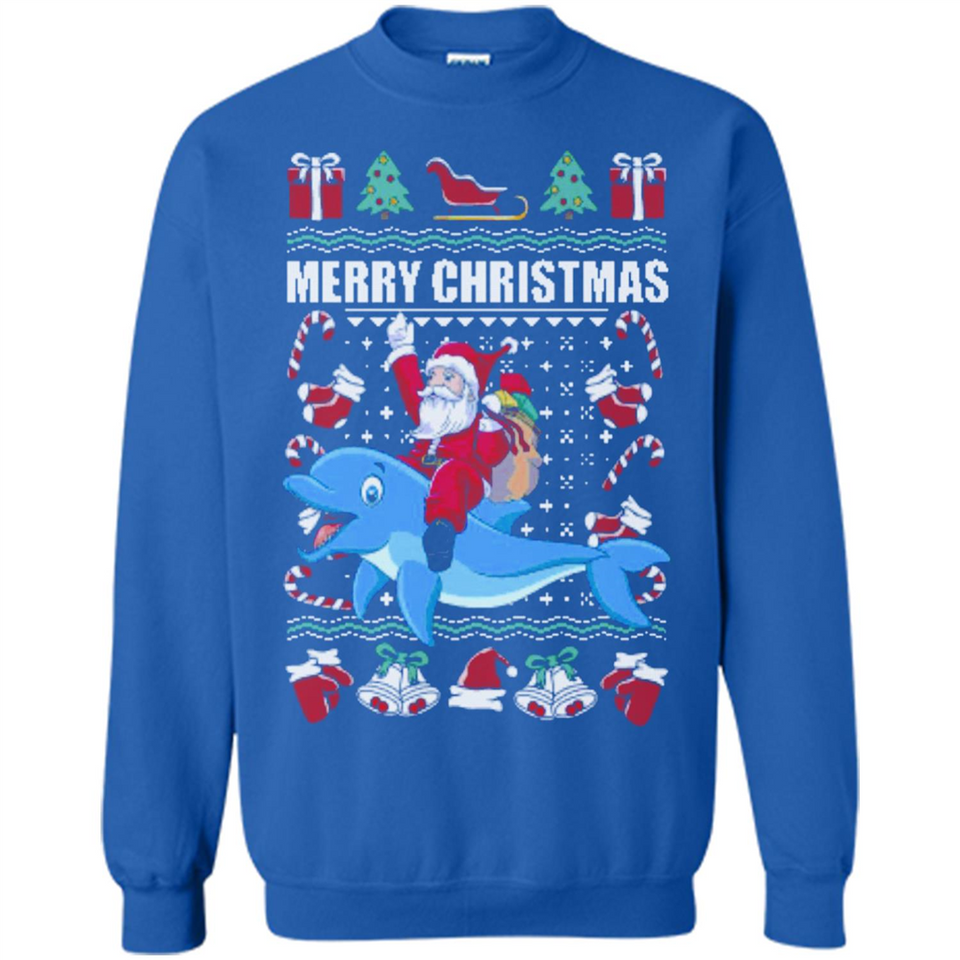 Ugly Christmas Santa Riding Dolphin - Sweatshirt